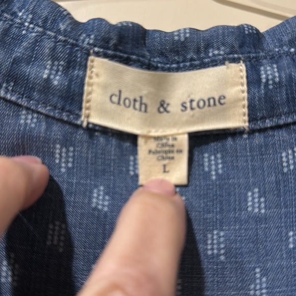 Anthropologie cloth & stone chambray collared dress with pockets - Picture 2 of 6